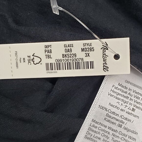 Madewell Plus Whisper Cotton Crewneck Pocket Muscle Tank True Black Women 3X NWT - Picture 8 of 16